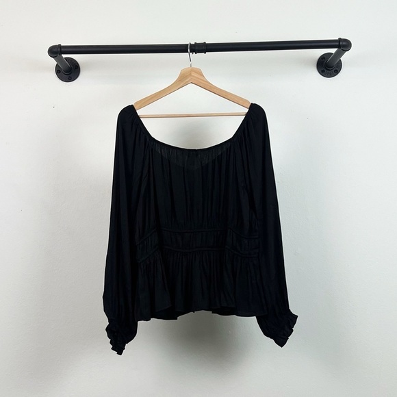 NWT Nine West Women’s Satin Peplum Long Sleeve Top in Black XXL - Picture 6 of 7